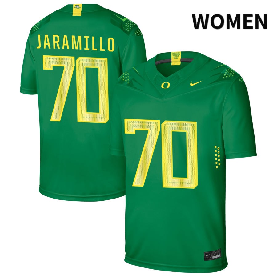 Oregon Ducks Women's #70 Dawson Jaramillo Football College Authentic Green NIL 2022 Nike Jersey LYD15O2F